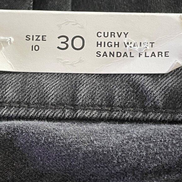 Loft Womens Curvy High Waist Flare Jeans Frayed Hem Button Fly Charcoal Gray u - Picture 10 of 11